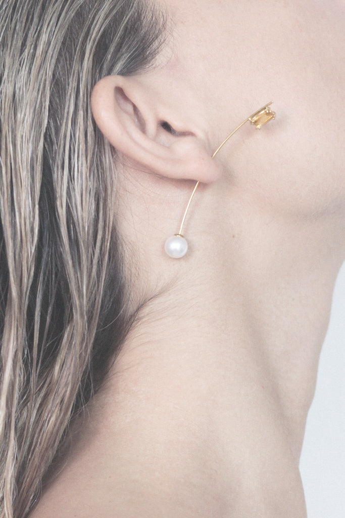 RECTANGLE BALANCE EARRING / Citrine
