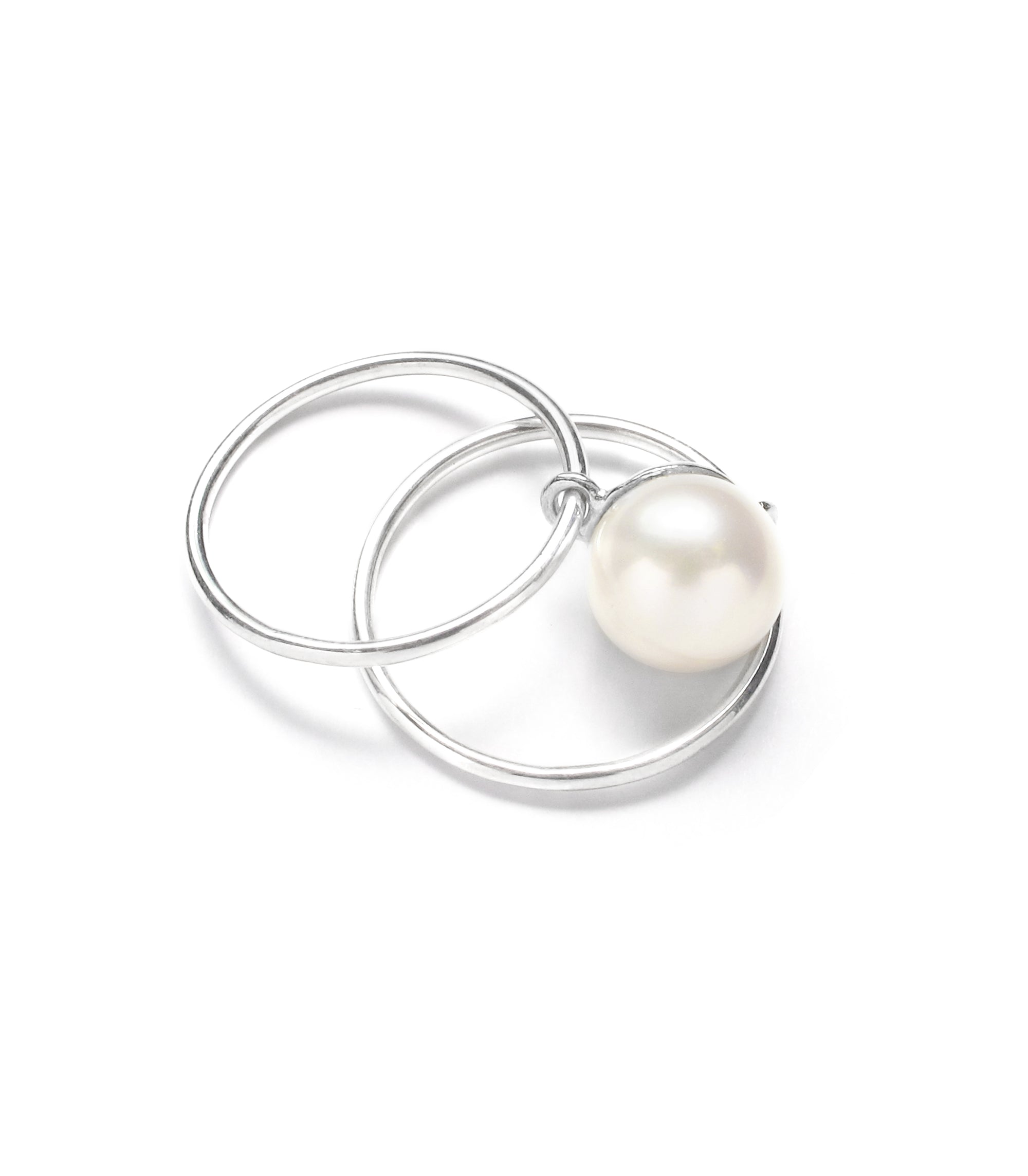 BALL DOUBLE SLIDE RING / White Pearl