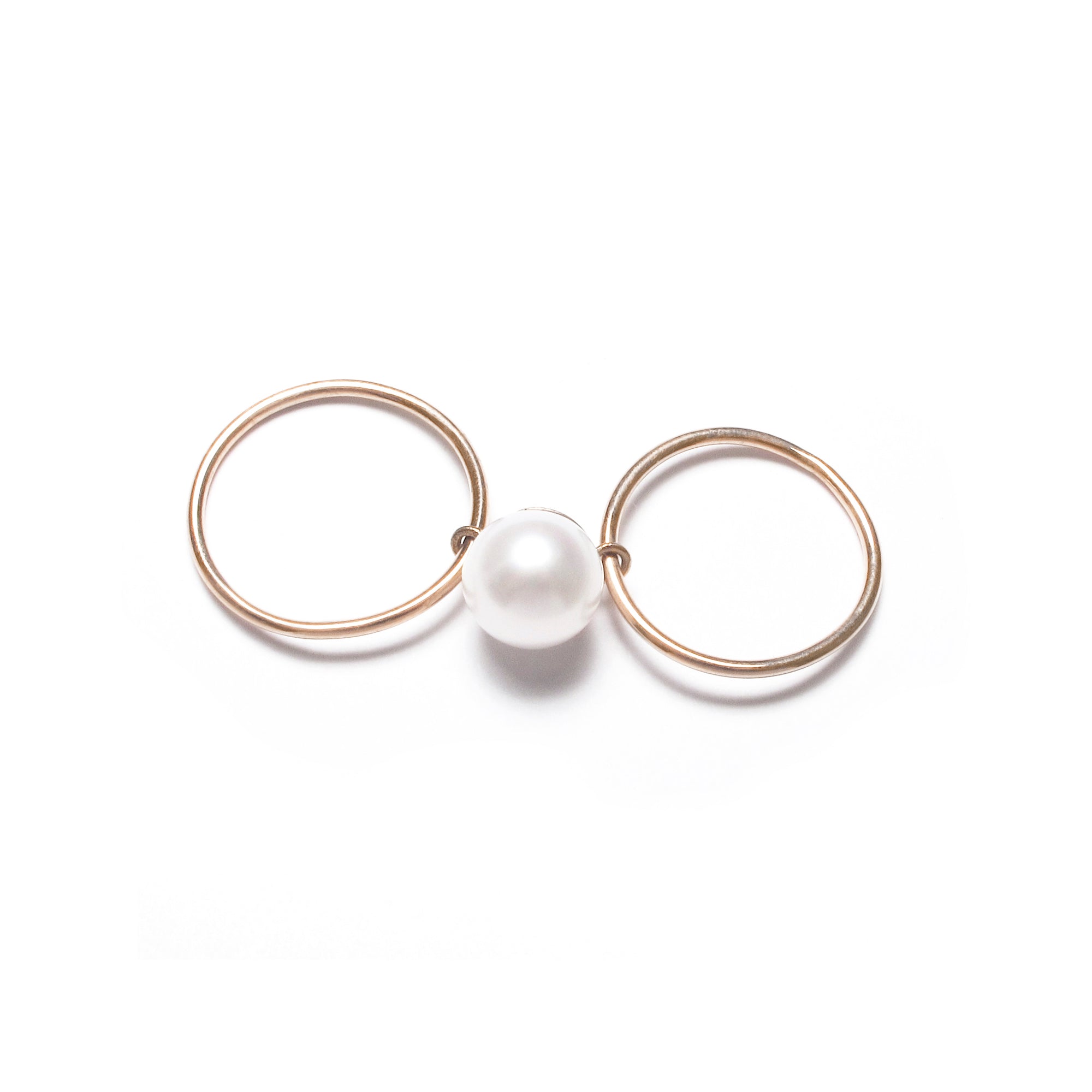 BALL DOUBLE SLIDE RING / White Pearl