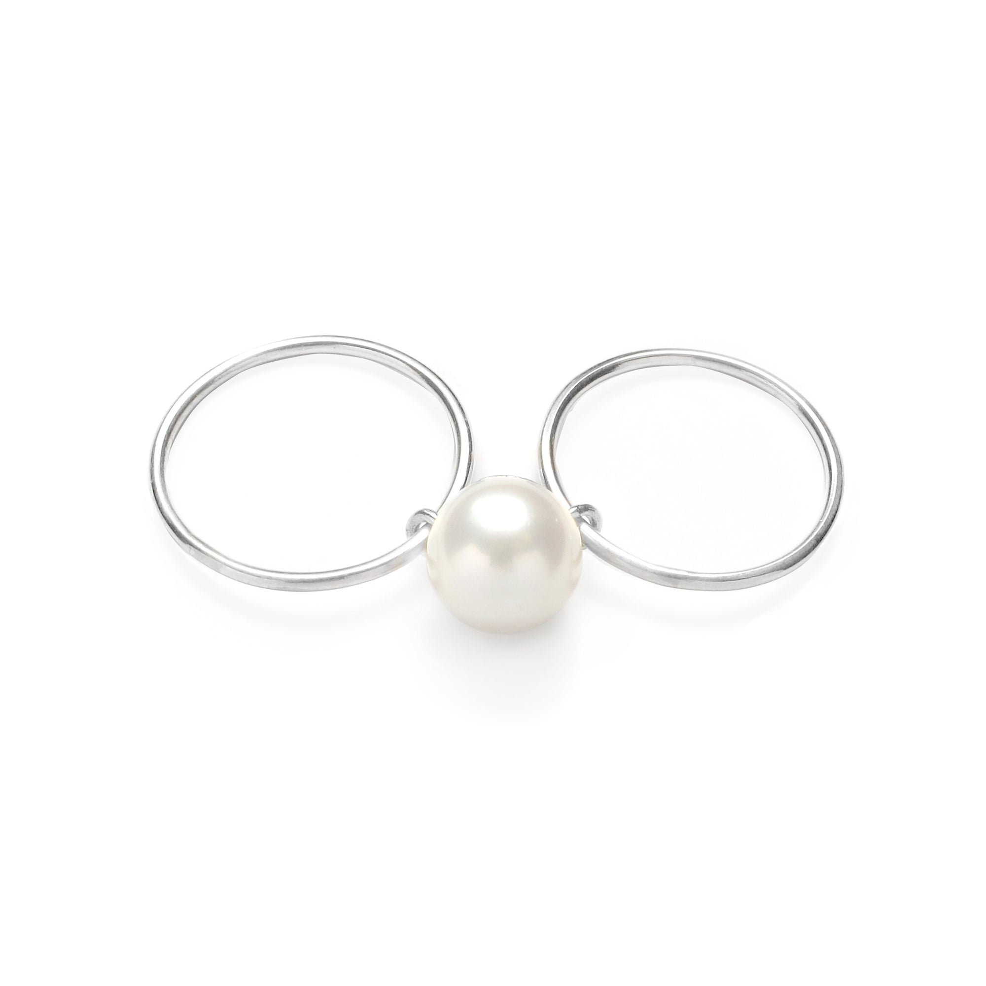 BALL DOUBLE SLIDE RING / White Pearl