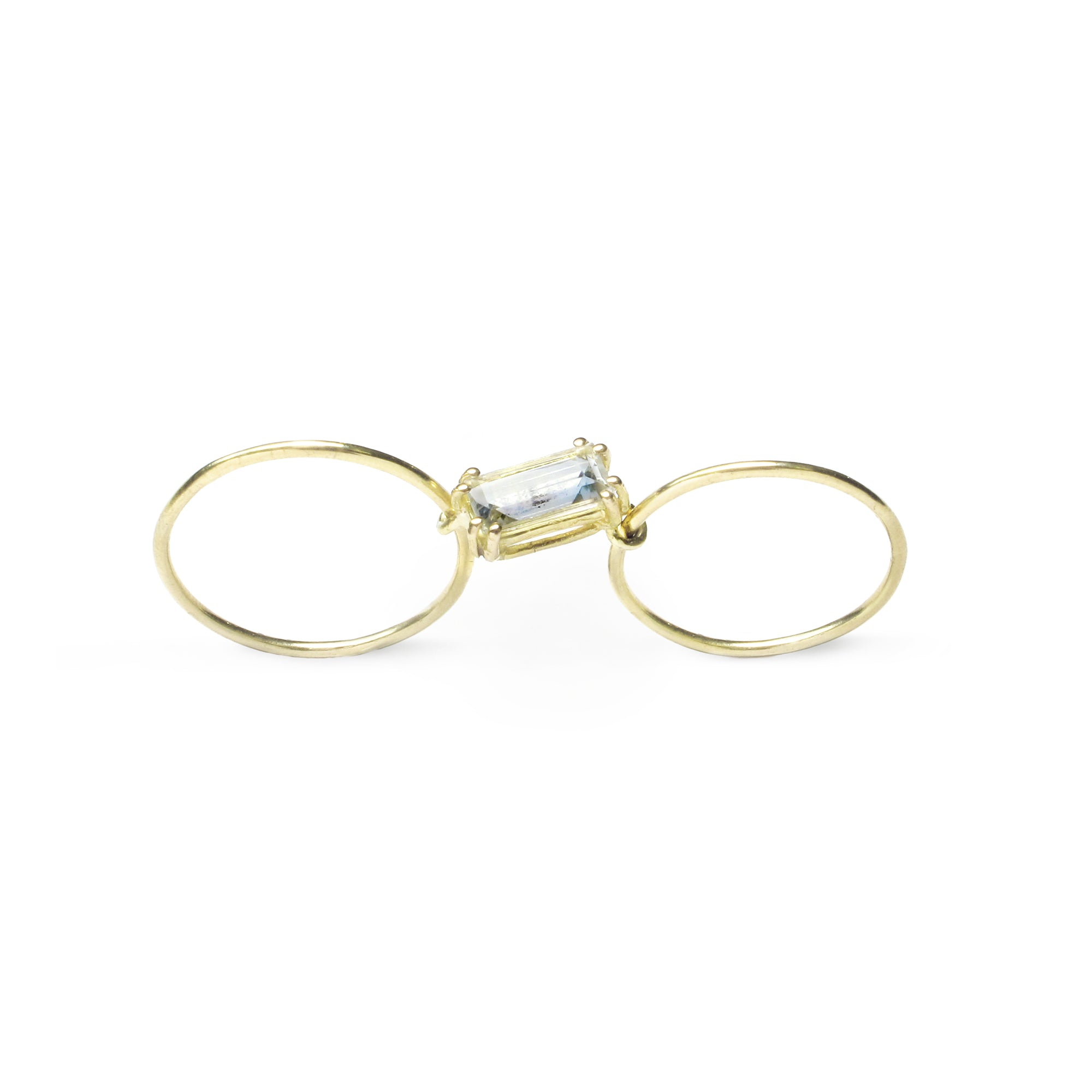 RECTANGLE DOUBLE SLIDE RING / Blue Topaz
