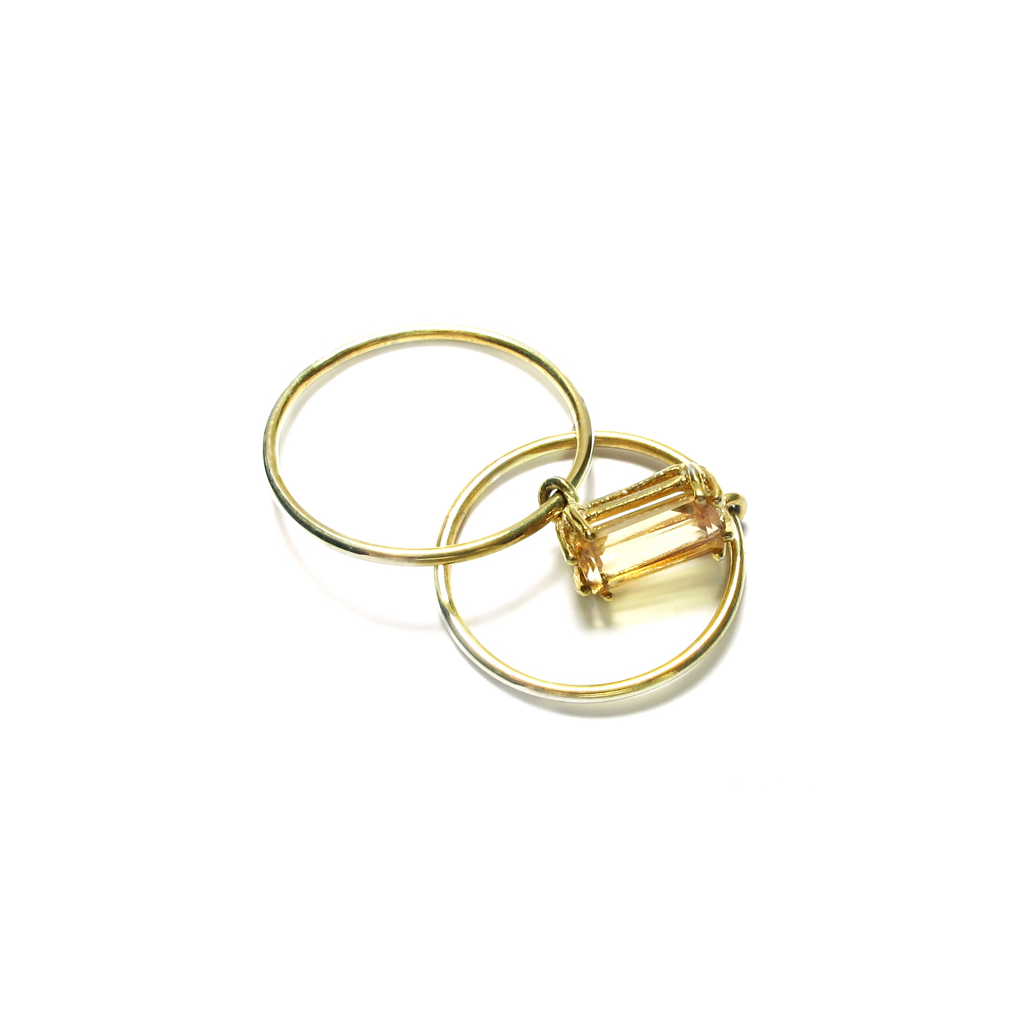 RECTANGLE DOUBLE SLIDE RING / Citrine