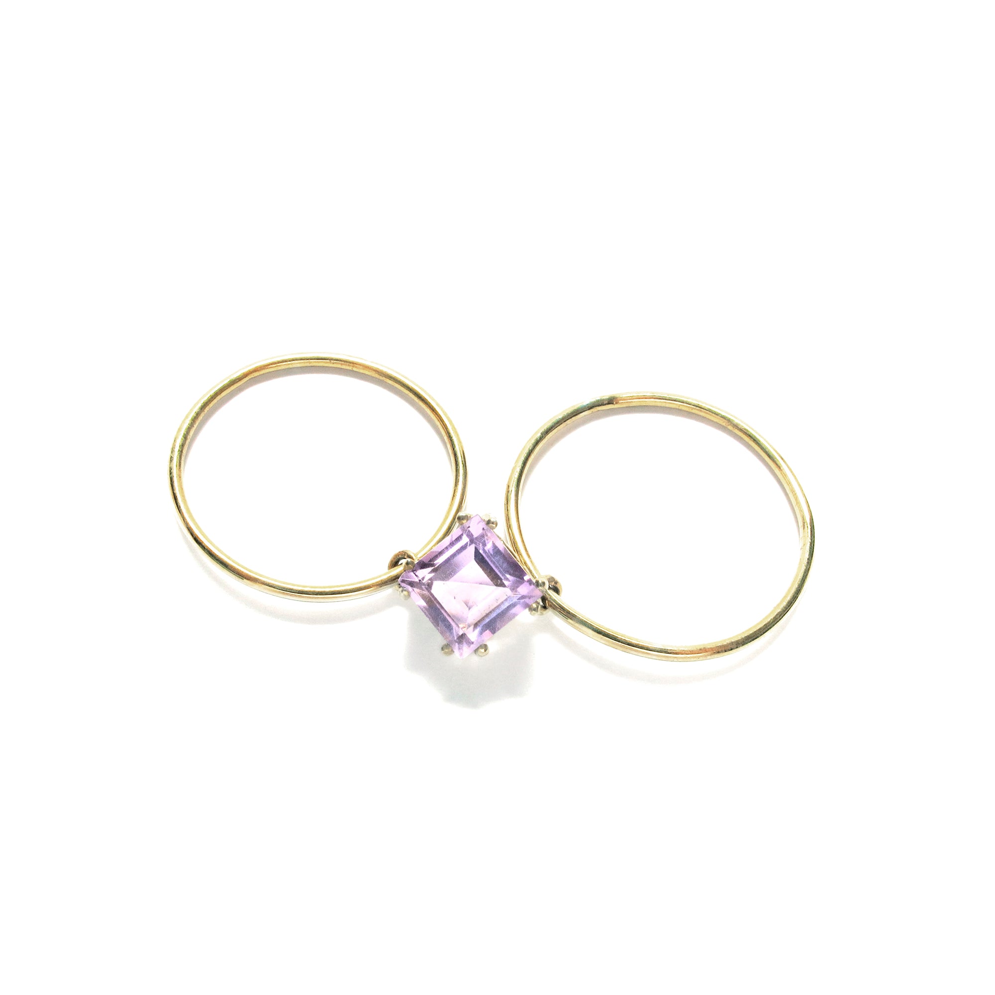 SQUARE DOUBLE SLIDE RING / Amethyst