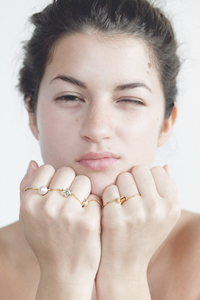 RECTANGLE DOUBLE SLIDE RING / Citrine