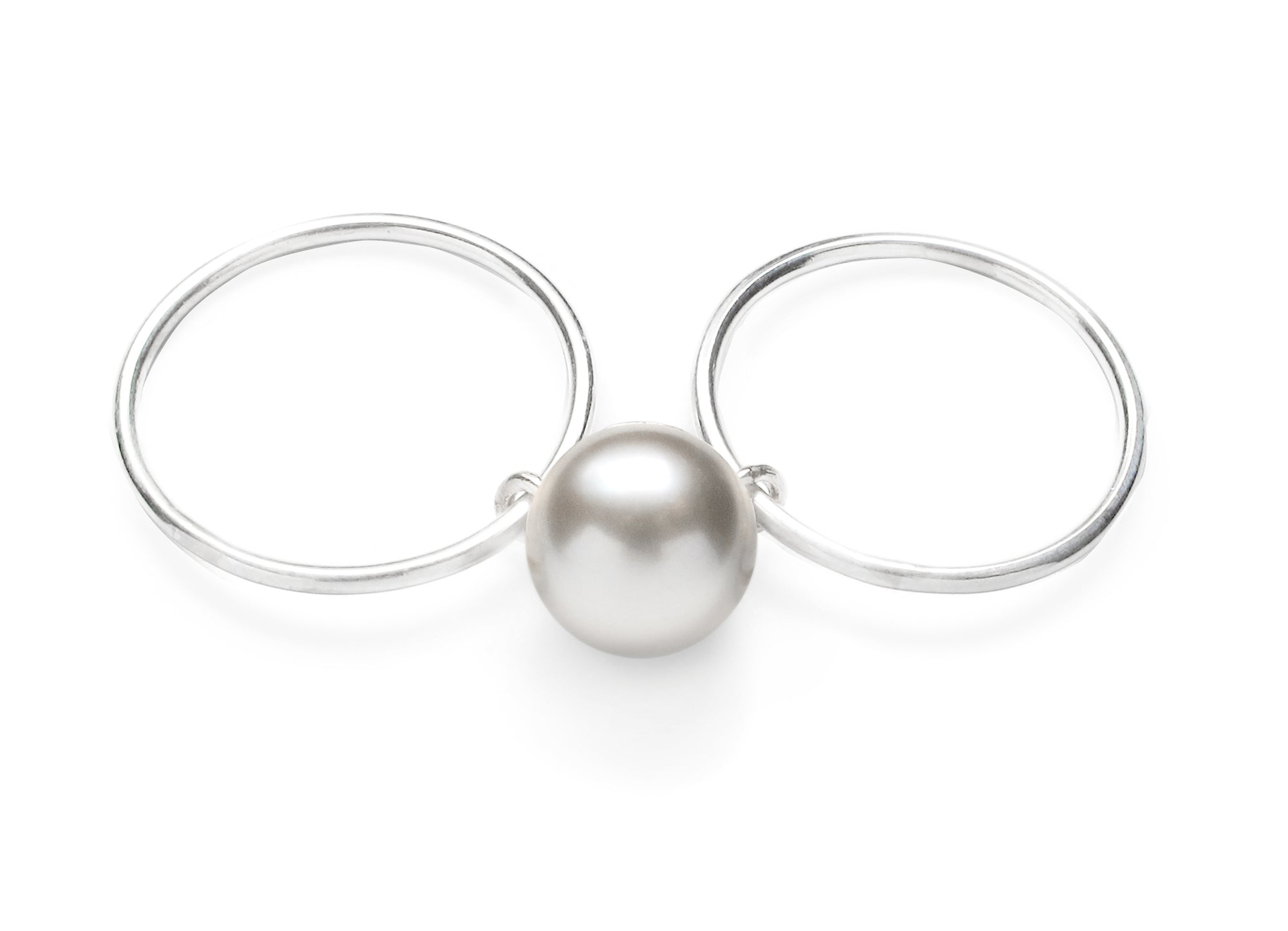 BALL DOUBLE SLIDE RING / Grey Pearl