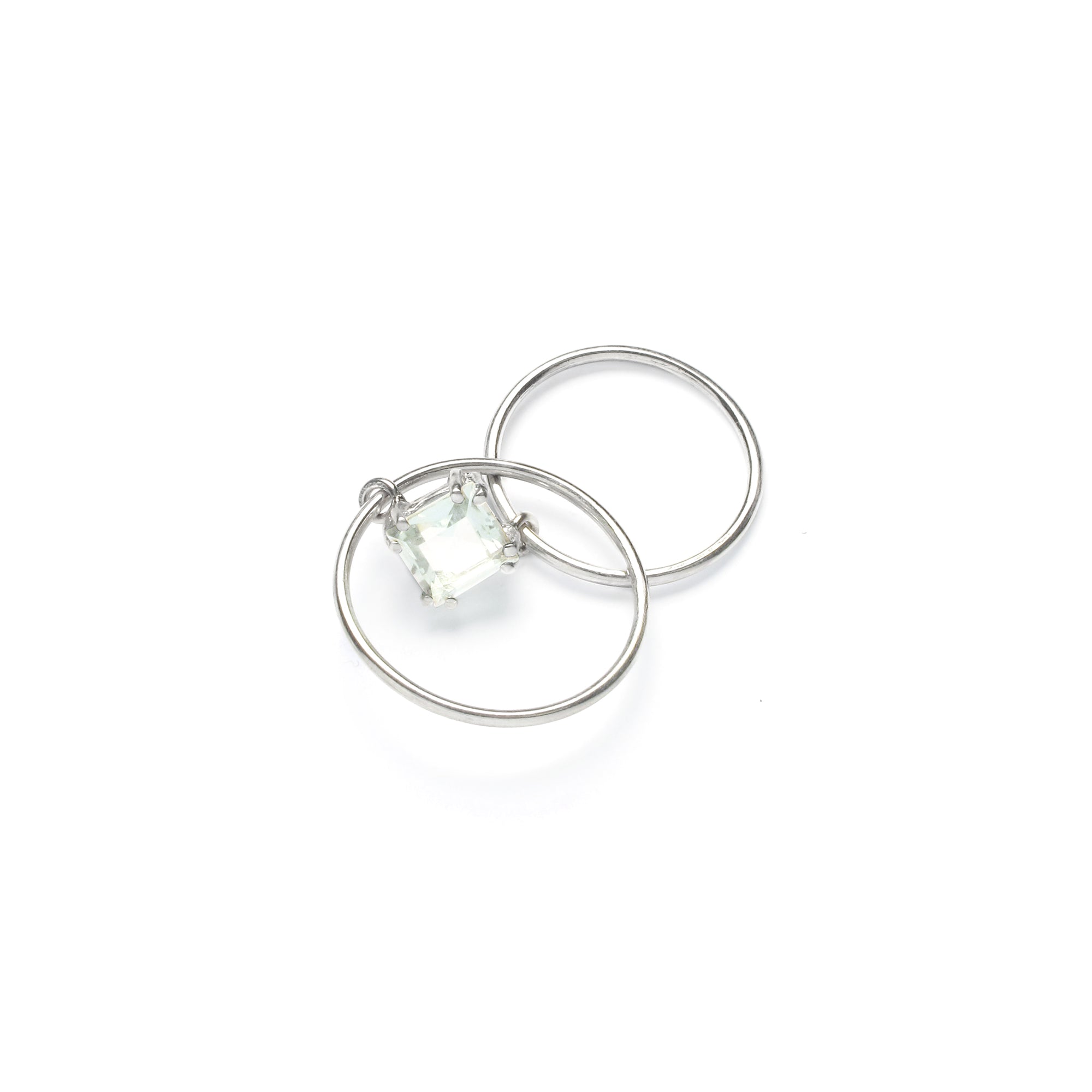 SQUARE DOUBLE SLIDE RING / Green Amethyst